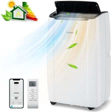 COSTWAY Mobil luftkonditionering 14000BTU 4kW R290-6 i 1 Värme, Avfuktare, Standby-WiFi, APP-fördröjd start-schemalagd avstängning