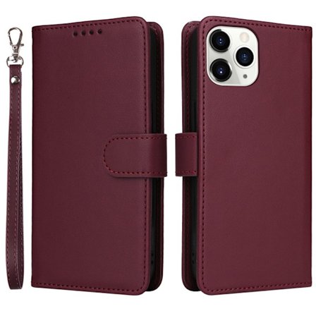 BETOPNICE iPhone 11 Pro Plånboksfodral Detachable Konstläder - Vinröd