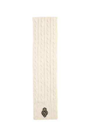 Lauren Ralph Crest-Patch Cable-Knit Scarf Halsdukar & scarves Dam Vit ONESIZE