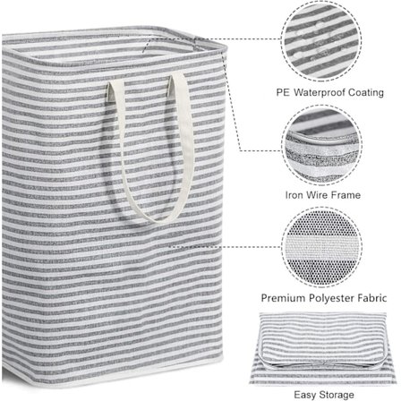 Suuri pyykkikori, Taitettava pyykkikori, Vetoketjullinen pyykkikori