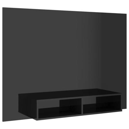 Vidaxl Väggmonterat Tv-skåp Svart Högglans 135x23,5x90 Cm Spånsk Svart