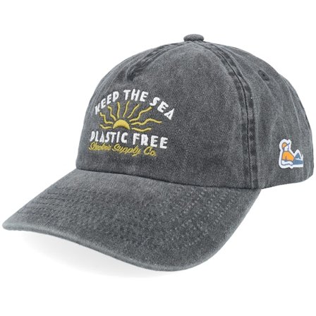 Slacker Supply - Zwart unconstructed Cap - Keep The Sea Plastic Free Washed Black A-frame Dad Cap @ Hatstore
