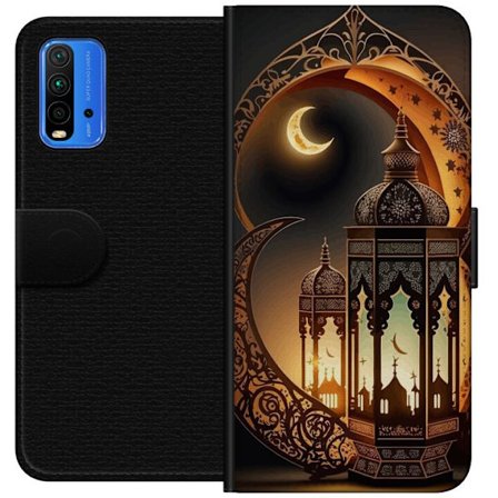 Yhteensopiva Lompakkokotelo Xiaomi Redmi Note 9 4G Lähikuva kissan silmästä, jossa on intensiivinen sininen värikudos ja yksityiskohtainen turkki