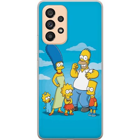 Yhteensopiva Puhelinkuori Samsung Galaxy A53 5G The Simpsonsin perhepotretti Homer Margen, Bartin, Lisan ja Maggien ikoninen piirrosaihe täydellinen