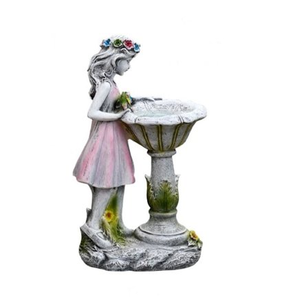 Solcelledrevet Havefigur Udendørs Dekoration, Engel Havefigur Farveskiftende Lys Resin Skulptur Ornament