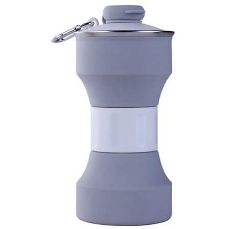 650ml Vikbar Sportvattenflaska Vikbar Mugg Bärbar Mugg, Grå