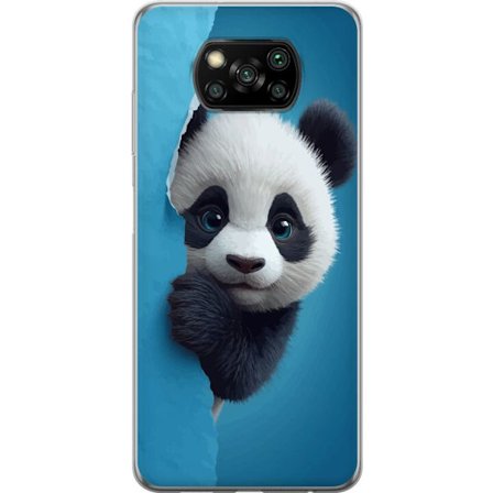 Kompatibel Mobilcover til Xiaomi Xiaomi Poco X3 NFC Sød panda, der kigger gennem papir i en blød 3D-illustration