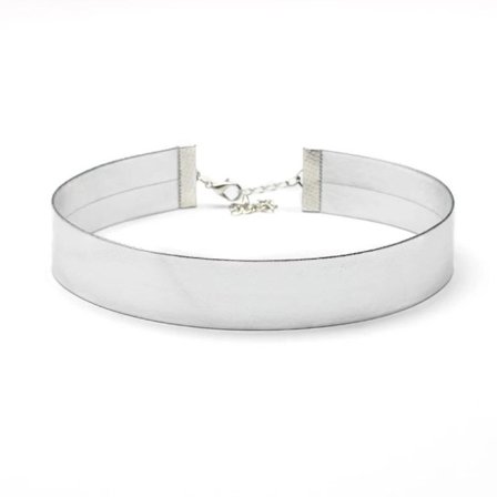Blänkande Brett Metallic Silver Choker / Halsband