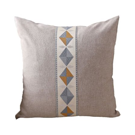 Geometrisk broderi etnisk stil linned moderne enkel pyntepude gul 45*45cm