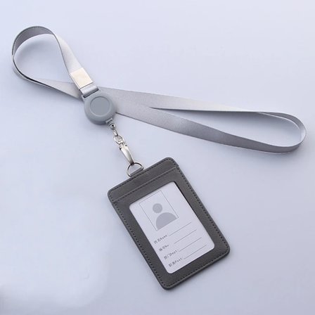 Infällbara nyckelband ID-bricka Hållare Läder Bank Bus Pass Case Cover Män Dam Bank Kreditkortshållare Rem Korthållare