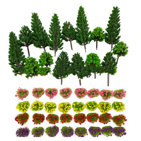 47 Pakke Blandede Mini Trær, 3D Modelltilbehør, Mini Toglandskap