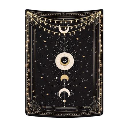 Månsfas Tapet Mystisk Konstellation Stjärnhimmel Tarotkort Väggbonad Estetisk Retro Astrologi Väggkonst för Sovrum Vardagsrum Svart