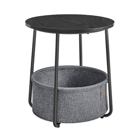 Pyöreä yöpöytä säilytyskorilla - Musta/harmaa