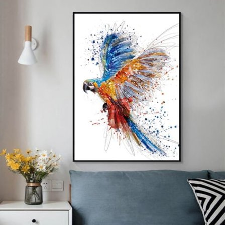 Dyr Canvas Maleri Farverig Papegøje Billeder Tableau Kunst Fugl Plakater Tryk Stue Dekoration-50x70cm Uden Ramme