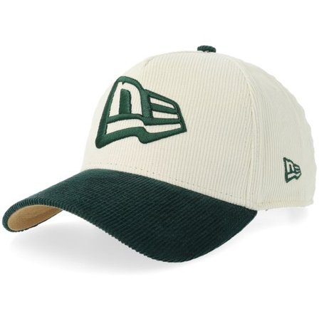 New Era - Vit adjustable Keps - Hatstore Exclusive x 9FORTY Corduroy Chrome/Dark Green A-Frame Adjustable @ Hatstore