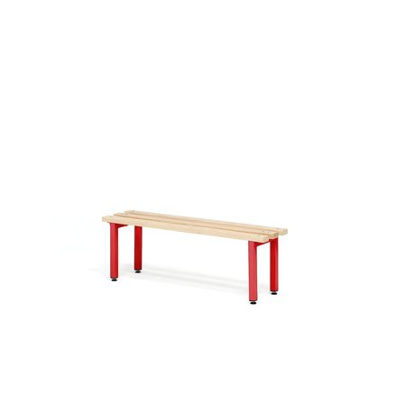 Changing room bench ELITE, 900x300x390 mm, beech, red