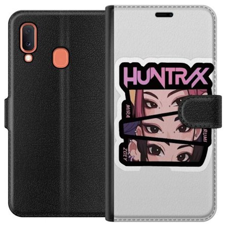 Yhteensopiva Lompakkokotelo Samsung Galaxy A20e K-pop-inspiroitunut futuristinen tyttöryhmä neonvaloissa ja kosminen sci-fi-kohtaus