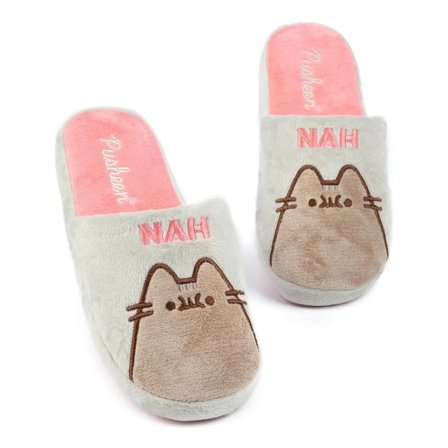 Pusheen Dam/Flickor Nah Tofflor 7 UK-8 UK Grå/Rosa/Brun