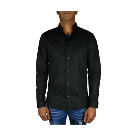 Philipp Plein, Gold Cut LS Skull shirt Czarny, Mężczyzna, Rozmiar: XL