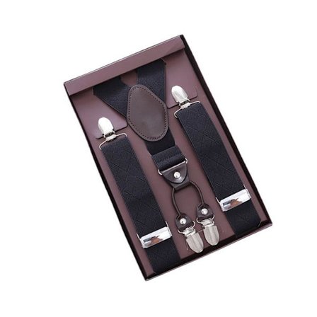 Y-formad hängslen med 4 clips för män, högelastiskt bälte