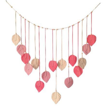 Bohemsk veggteppe i bomullssnor med treperler og dusker – veggdekor for bilder