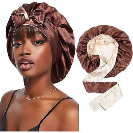 Satiinimyssy Silk Sleep Cap Hiukset Myssyt Mustille Naisille Joustava Solmio Hiukset