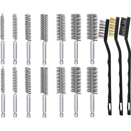 ING 16-delt vridd børste i rustfritt stål - Børstefilamentbørste - 1/4 tomme