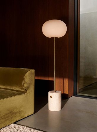JWDA gulvlampe - travertin/opal/børstet messing