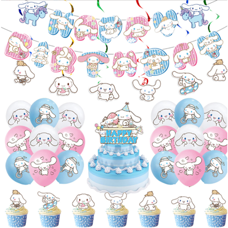 Kanelhund bursdagsfest dekorasjon tegneserie ballong banner sett