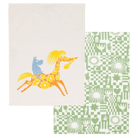 Arabia Muumi Juhlat keittiöpyyhkeet 50x70 cm 2 kpl, vihreä