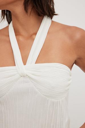 NA-KD Trend Haut plissé avec nœud - Hauts d'été - OffBlanc - Medium