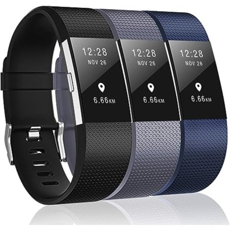 3-pack band kompatibel med Fitbit Charge 2, klassiska och specialutgåva ersättningsband för Fitbit Charge 2, kvinnor män(Svart/Grå/Marinblå-L)