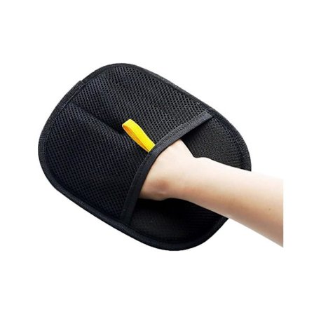 Haustier-Spiele Kæledyrsplejehandsker Antistatiske dobbeltsidede til katte og hunde 21x17cm Sorte hårfjerningshandsker (FMY)