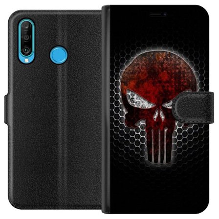 Kompatibelt Plånboksfodral till Huawei Huawei P30 lite Dödskalle