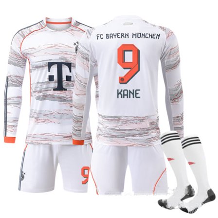 25-26 Bayern München Udebane Langærmet NO.9 Kane Fodboldtrøje Sæt - Efterår Vinter Stil Sæt