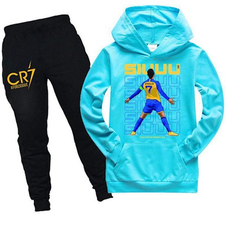CR7 Ronaldo Poikien Verryttelypuku Jalkapallo Huppari Collegepaita Toppi + Housut Asu