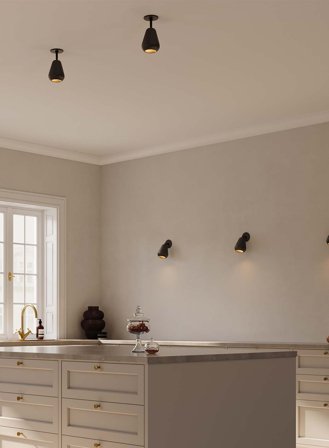 Anoli spot taklampe/vegglampe - sort/sort