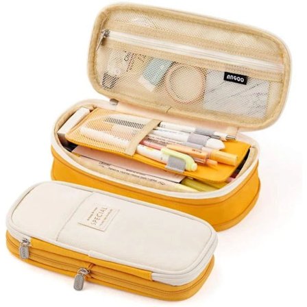 Penalhus Stor Kapacitet Pen Taske Etui Holder Boks til Piger Kontor Studerende Skrivemateriale Organizer Skoleartikler Gul Yellow