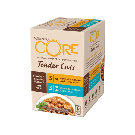 CORE Petfood - Tender Cuts Chicken Selection Multipack 6x85g - Katt - Kattefôr & kattemat - Våtfôr og våtmat - ZOO.no