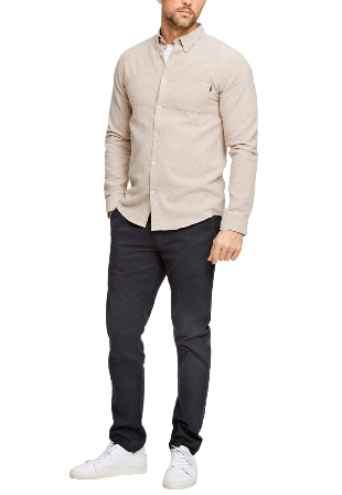 Lindbergh Brushed twill Shirt L/S Skjortor Herr Grå XL