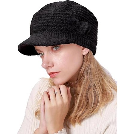 Dammössa Vinterhue Fleecefôret Hue Blomstret Strikket Hue Dame Beret Belly Cloche Hue