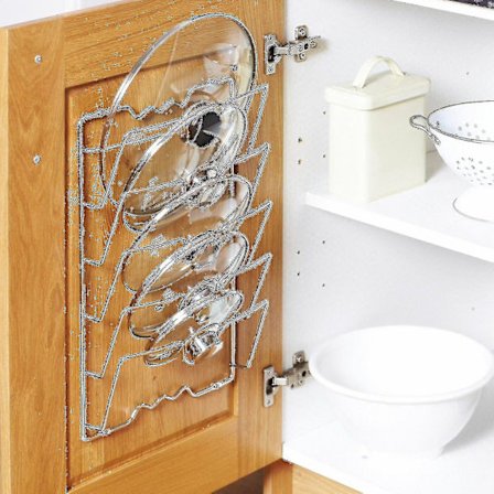 43x28cm 5 lock för skåpdörr vägg kastrull lock förvaring rack hållare