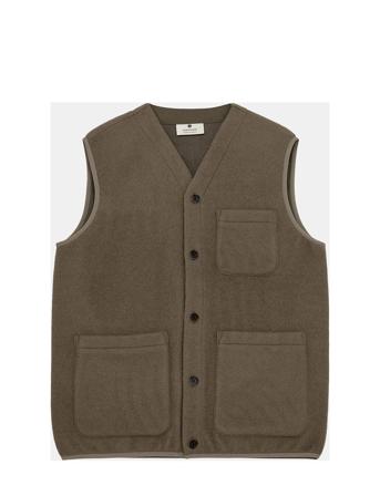 Akrasmus Boiled Wool Gilet Khaki Anerkjendt