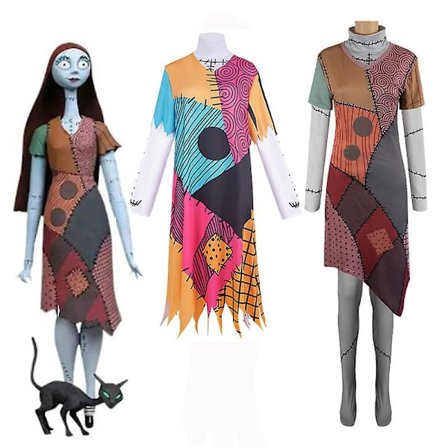 The Nightmare Sally Cosplay Kvinder Før Jul Halloween Kostume Voksen Animation Toppe Kjoler