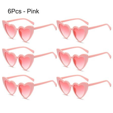 6 stk. Hjerteformede Solbriller Kjærlighet Hjerte Solbriller 6 STK - ROSA[GP]