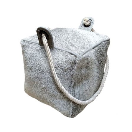 Ovenpysäytin, 15x15x15cm, Harmaa Nahka-Puuvilla