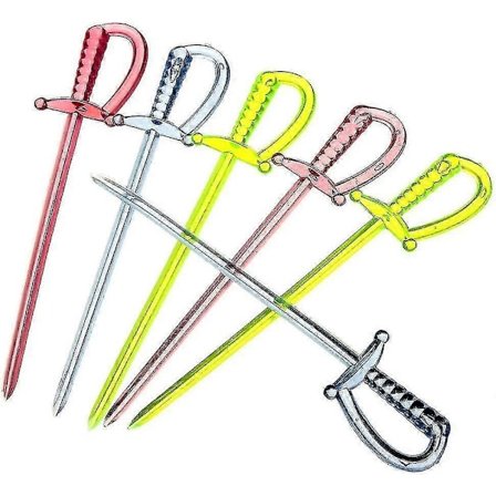 100 stk. Multifarvede Plastik Sværd Picks, 3.35 tommer Mad Tandstød Frugt Gaffel Cocktail Sticks-HYJ