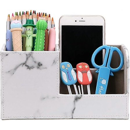 Skrivebord Penn Blyantholder Lær Multifunksjon Skrivebord Skrivesaker Organizer Oppbevaringsboks GAQ