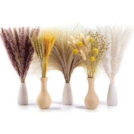 100 stk Naturlige Tørrede Pampasgræs Dekoration, 40-44cm Tørrede Blomster, Tørret Buket Pampasgræs Dekor, Dekorative Pampasgræs Planter til Boho 