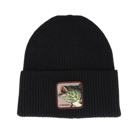 Skillfish - Svart cuff Beanie - Laxborre Recycled Black Oversized Cuff Beanie @ Hatstore